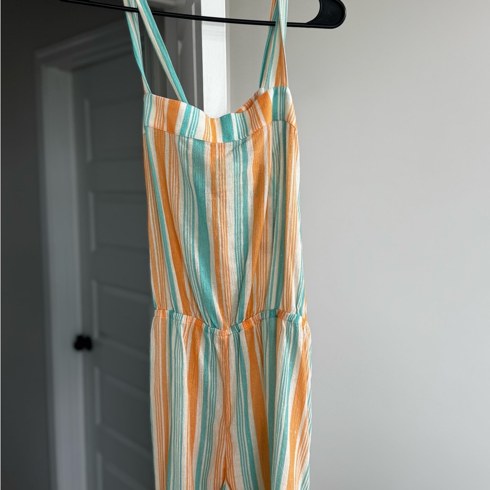 Striped Romper in Orange and Green